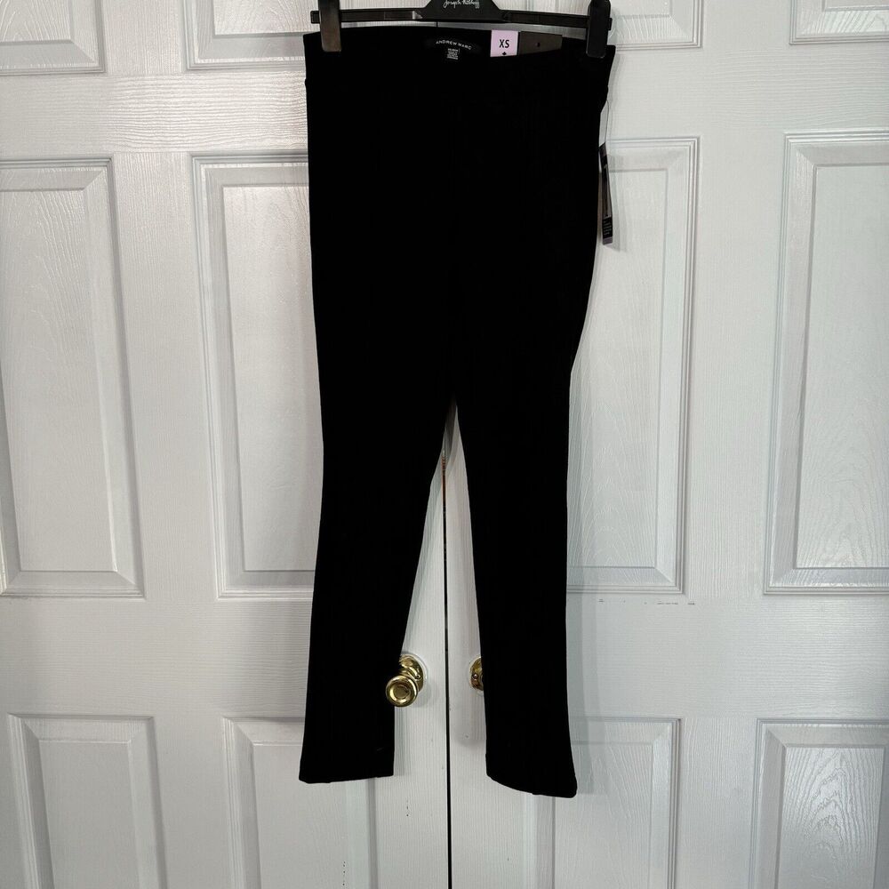 ANDREW MARC Women's Black Dress Pants XS Faux Suede Slacks Pull On NEW‎
